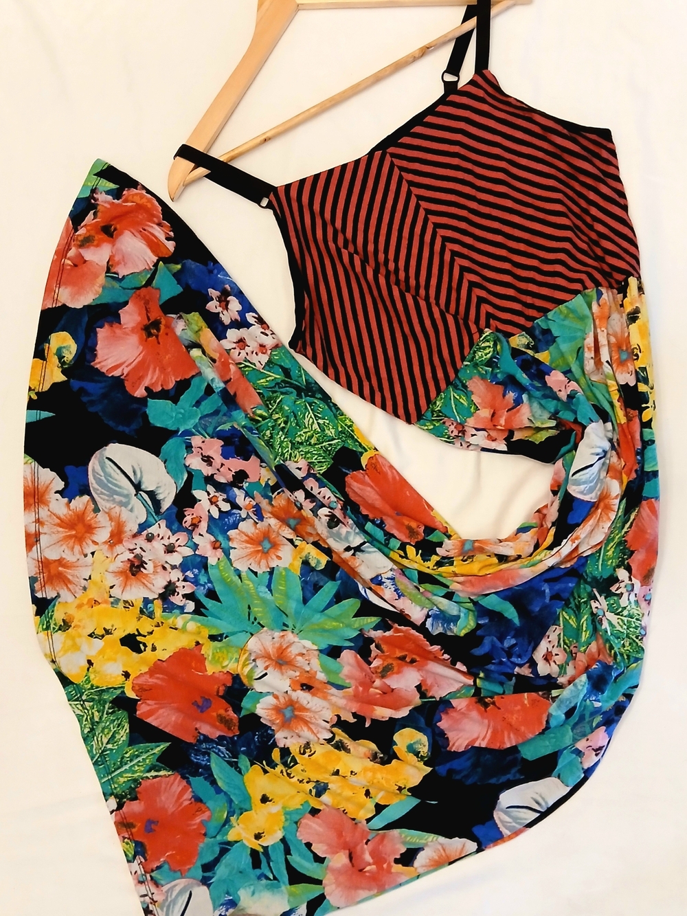 Maurices Mixed Print Chevron Striped Floral Cami Maxi Dress Size 1
